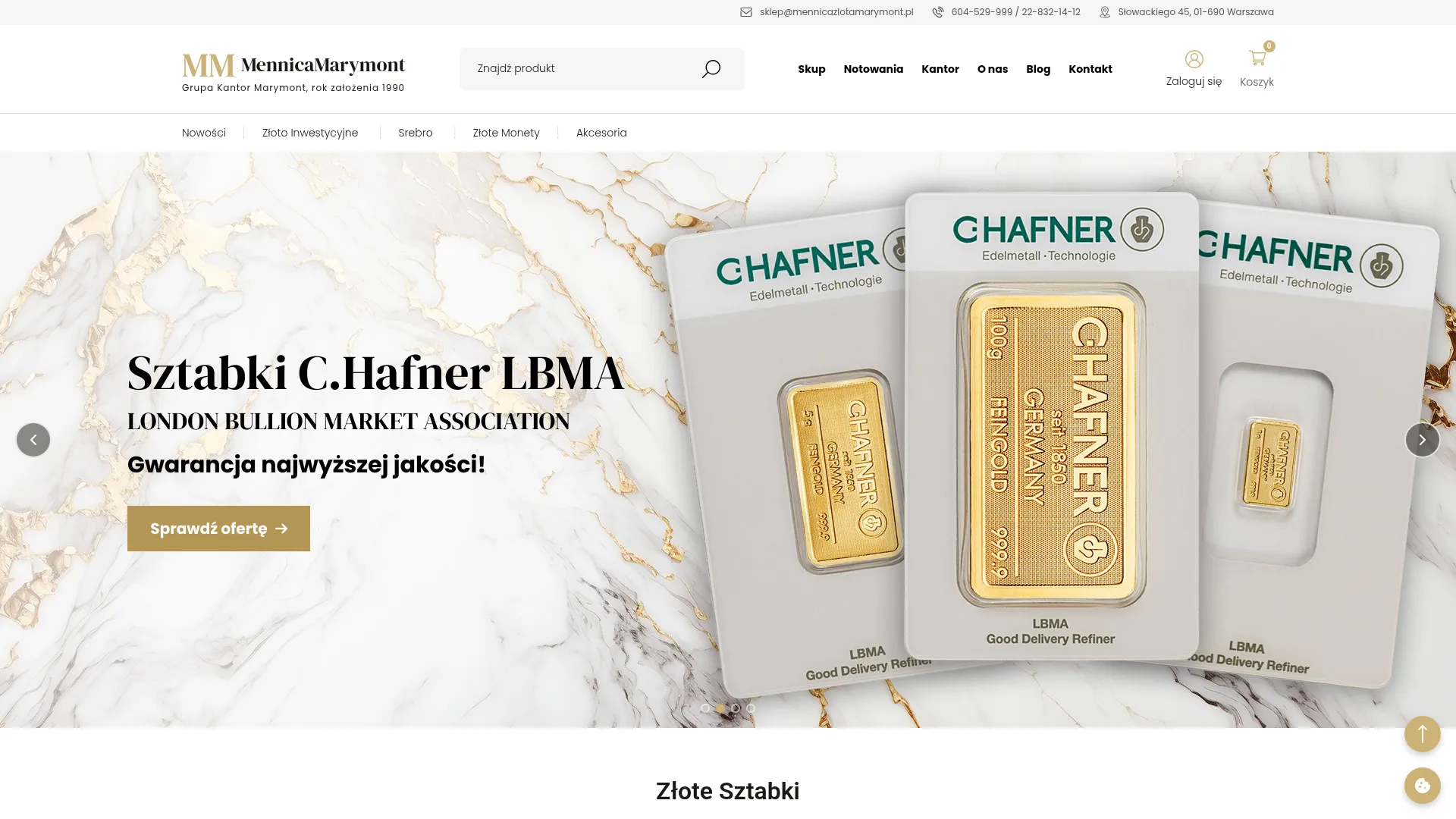 Screenshot of mennicazlotamarymont.pl